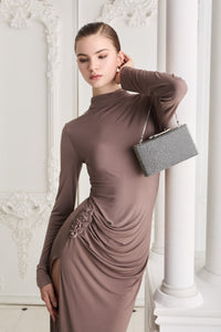 Alexa Crystal Clutch (Pewter)