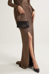 Sandro Satin Clutch (Black)