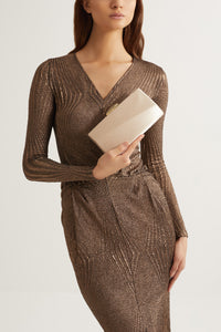 Sandro Satin Clutch (Rose Gold)
