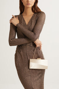 Sandro Satin Clutch (Rose Gold)
