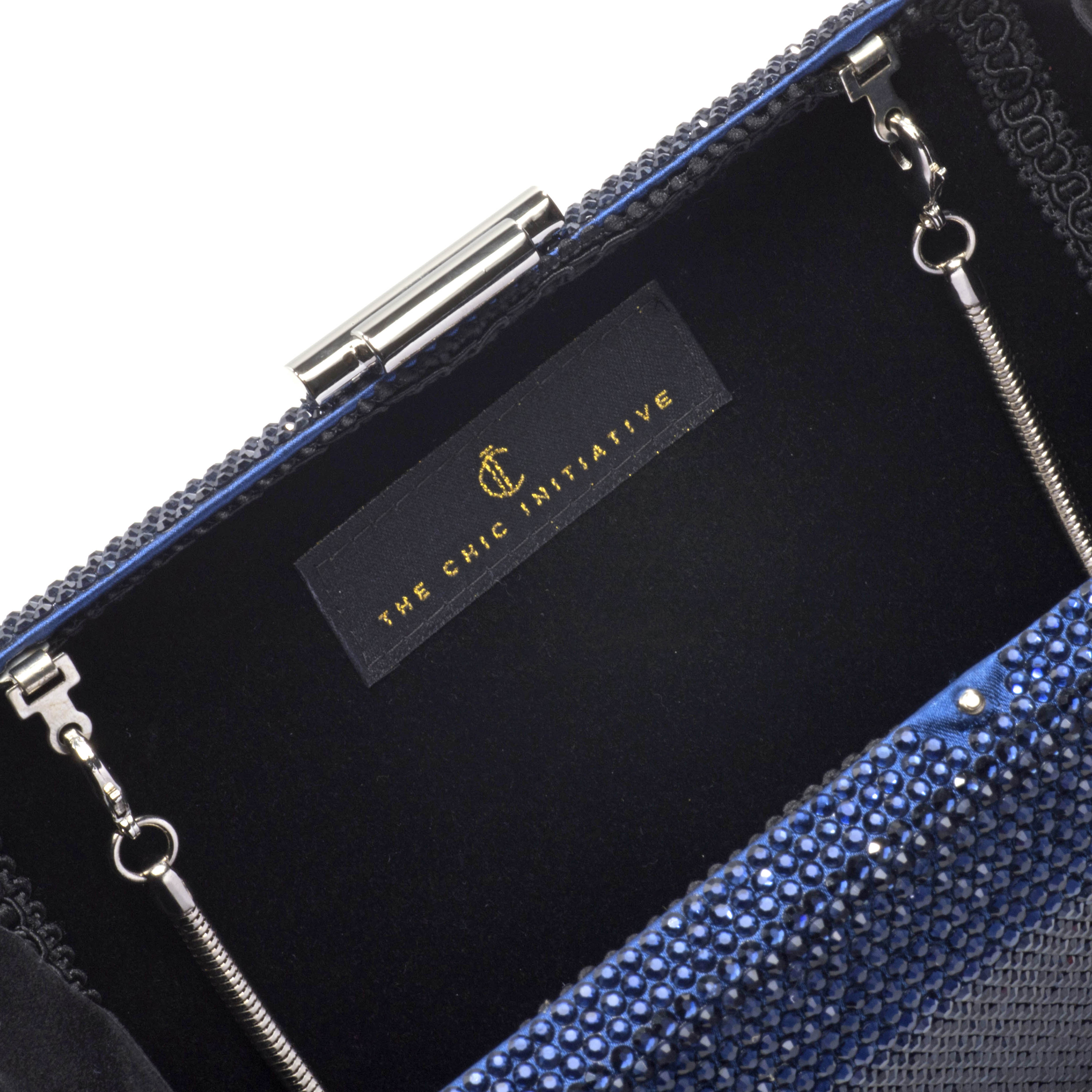 Midnight blue clutch bag deals